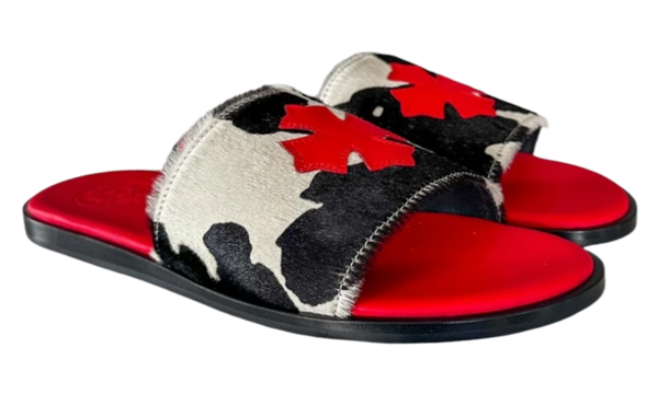 Chrome Hearts Red Cross Patch Cow Slides