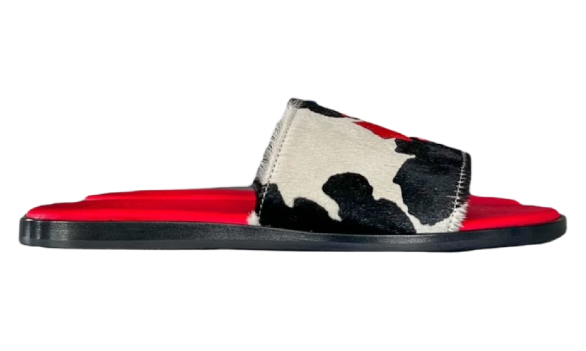 Chrome Hearts Red Cross Patch Cow Slides-Bullseye Sneaker Boutique