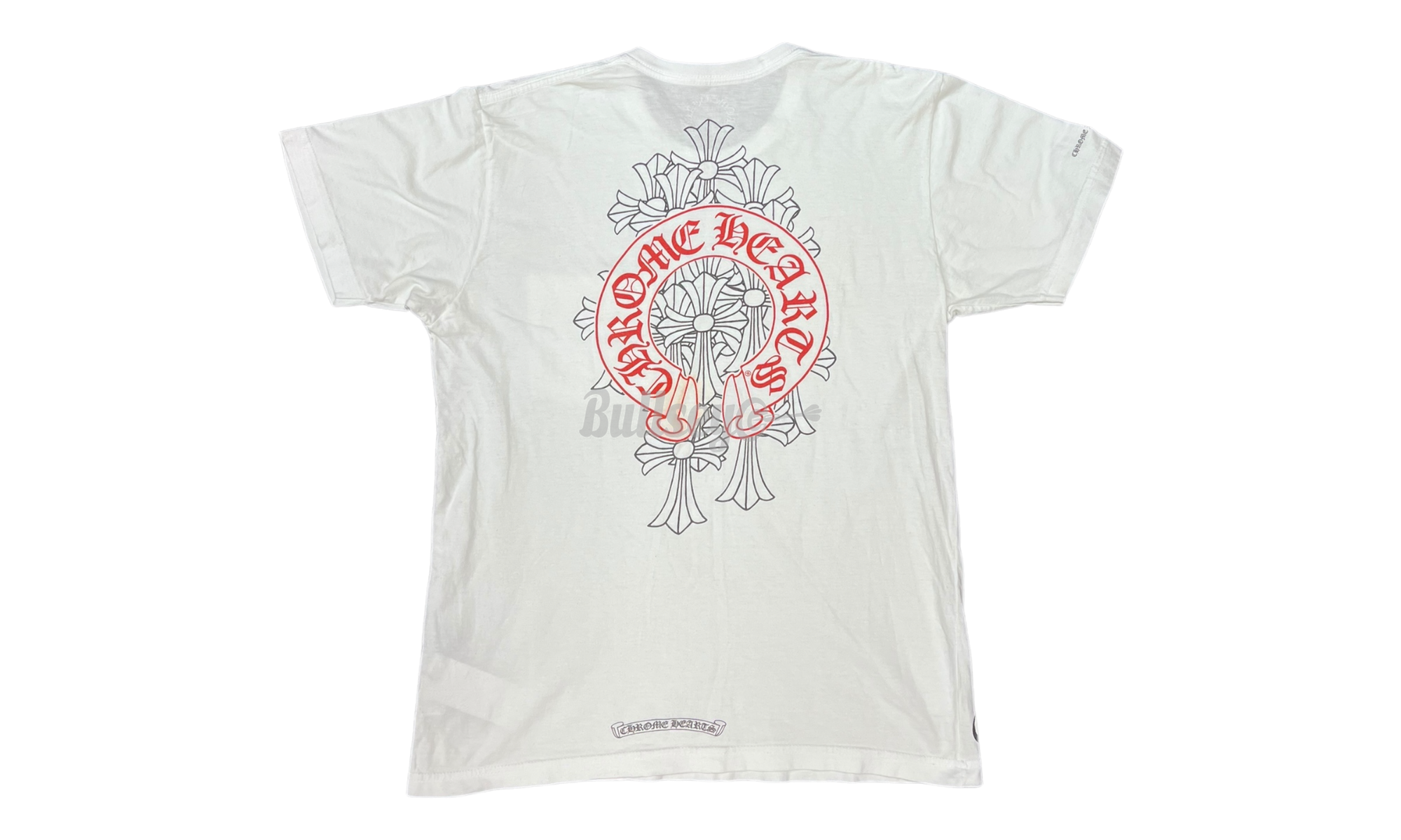 Chrome Hearts Red Horseshoe Cemetery Cross White T-Shirt (PreOwned)-Bullseye Sneaker Boutique