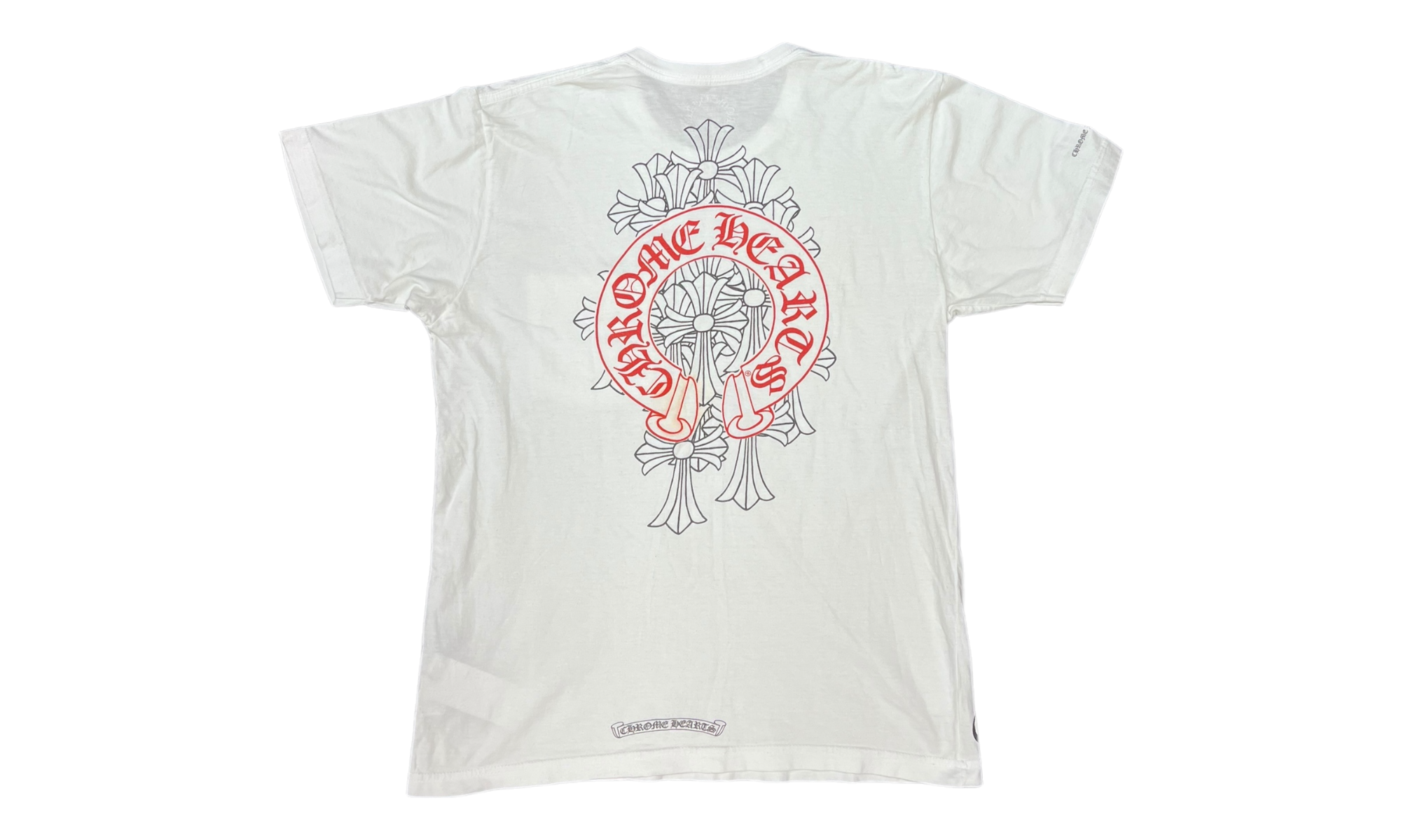 Chrome Hearts Red Horseshoe Cemetery Cross White T-Shirt (PreOwned)-Bullseye Sneaker Boutique