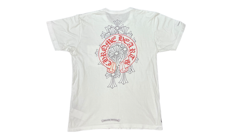 Chrome Hearts Red Horseshoe Cemetery Cross White T-Shirt (PreOwned)-Bullseye Sneaker Boutique