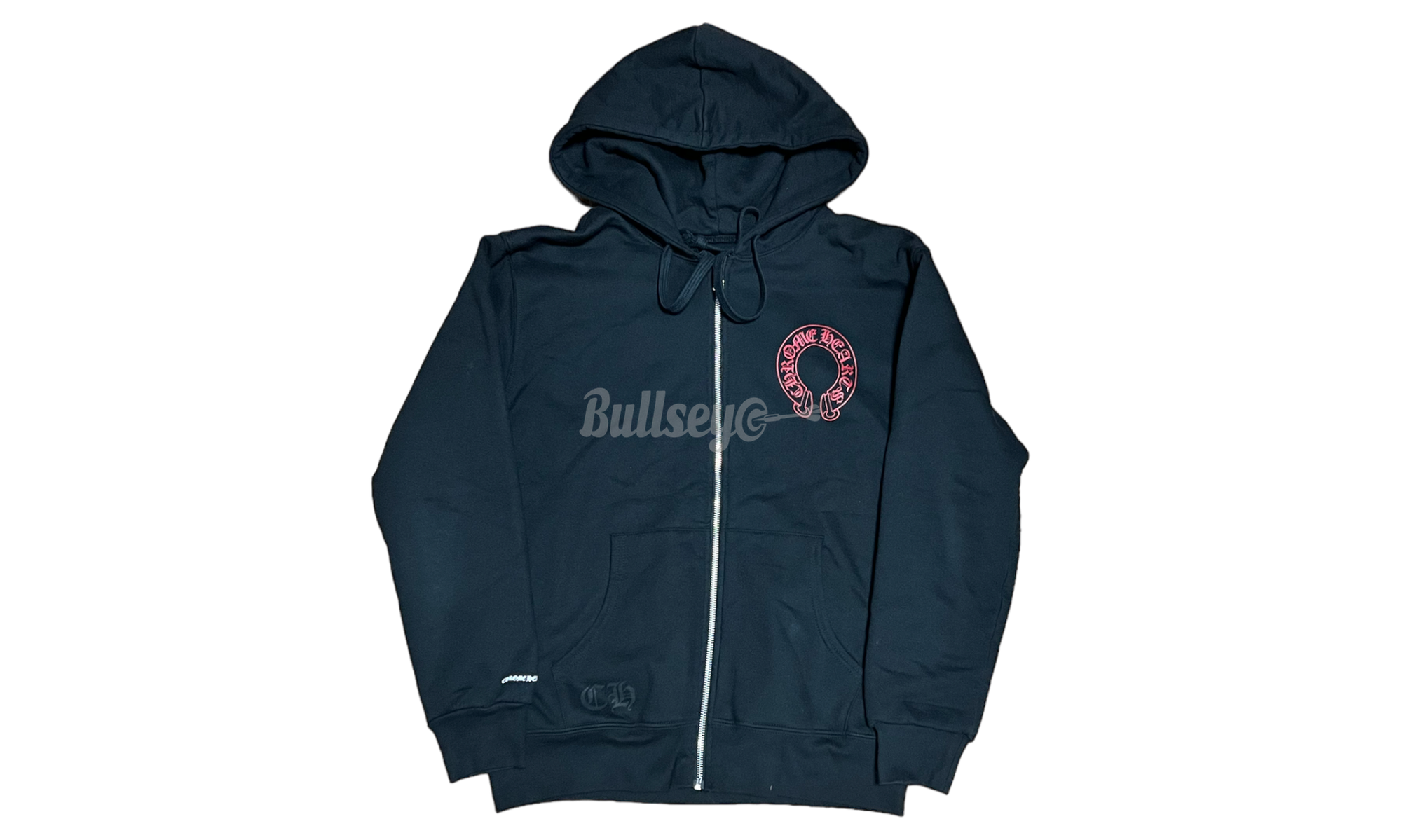 Chrome Hearts Red Horseshoe Cemetery Cross Zip-Up Hoodie