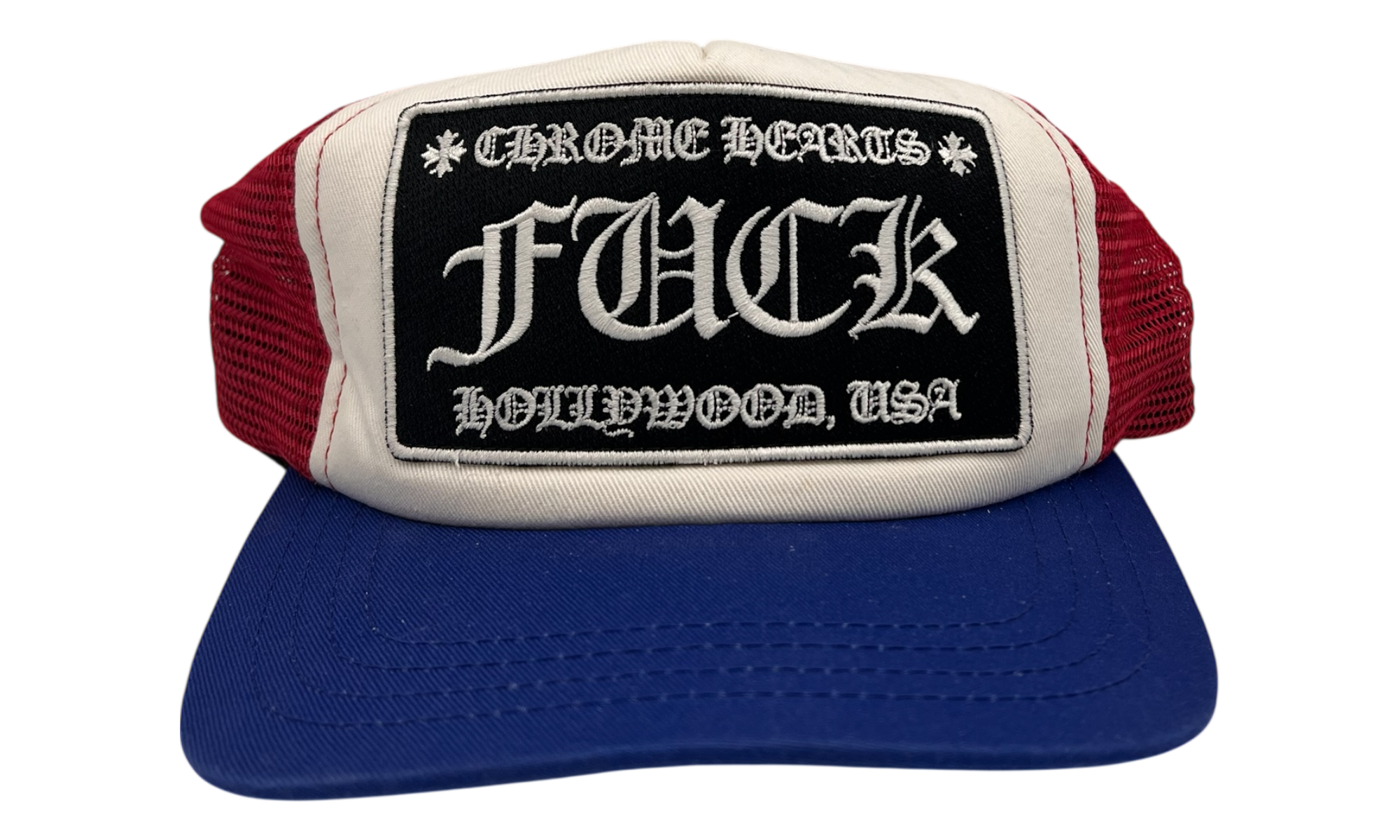 Chrome Hearts Red/White/Blue Trucker Hat-Bullseye Sneaker Boutique