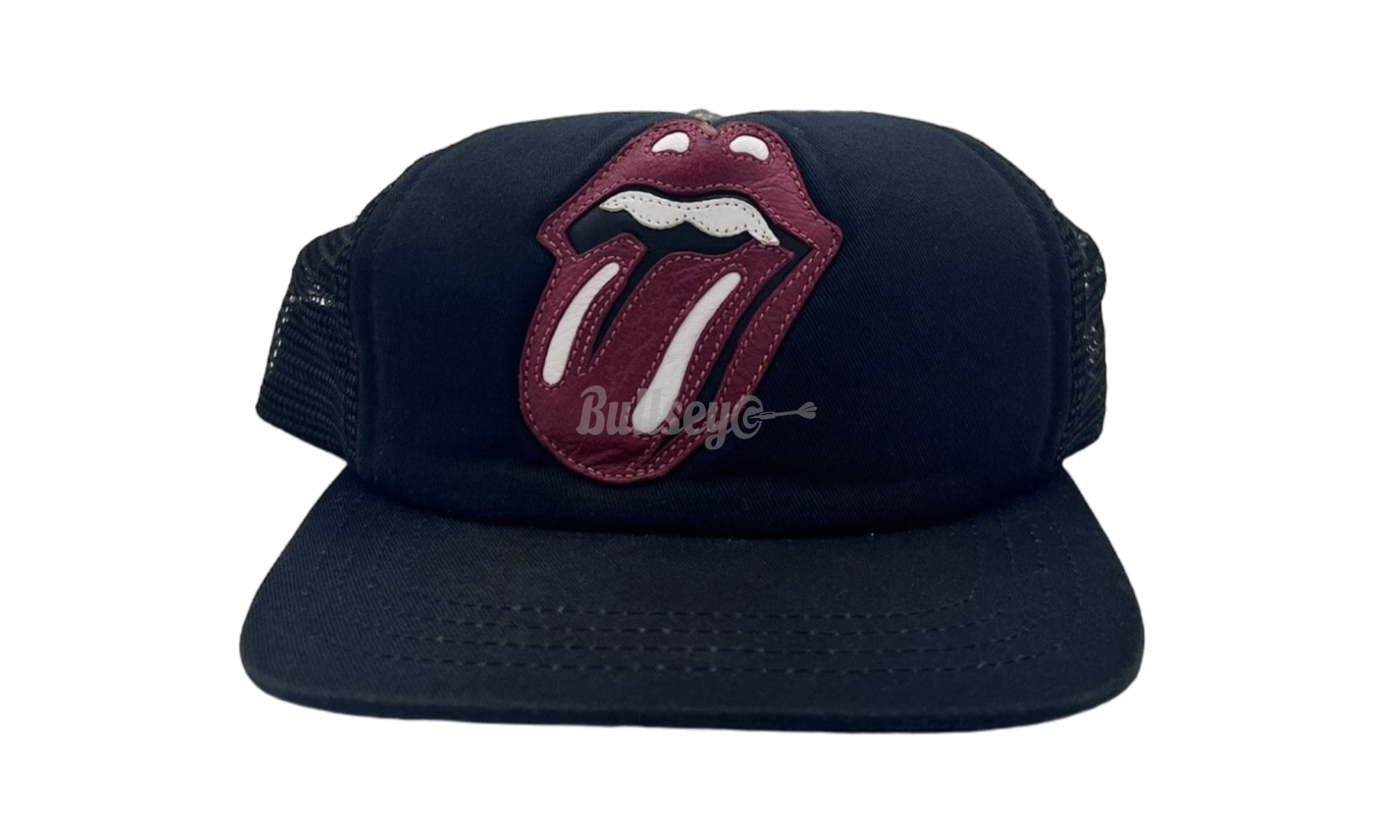 Chrome Hearts Rolling Stones Red Leather Patch Trucker Hat (PreOwned)-Bullseye Sneaker Boutique