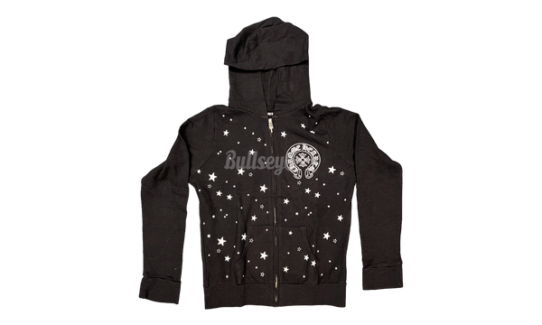 Chrome Hearts Stars Black Zip-Up Hoodie-leather sandals with buckles