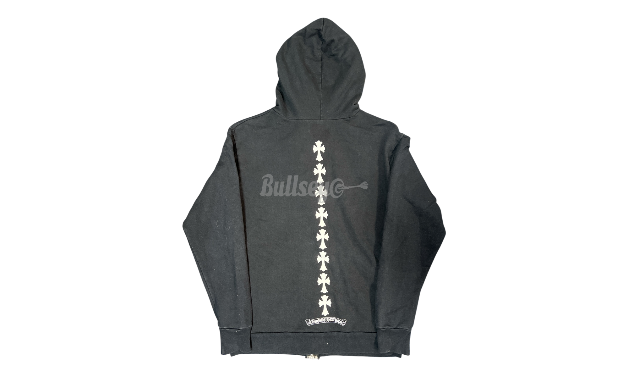 Chrome Hearts Tire Tracks Black Zip-up Hoodie (PreOwned) (Broken Zipper)-Bullseye Sneaker Boutique