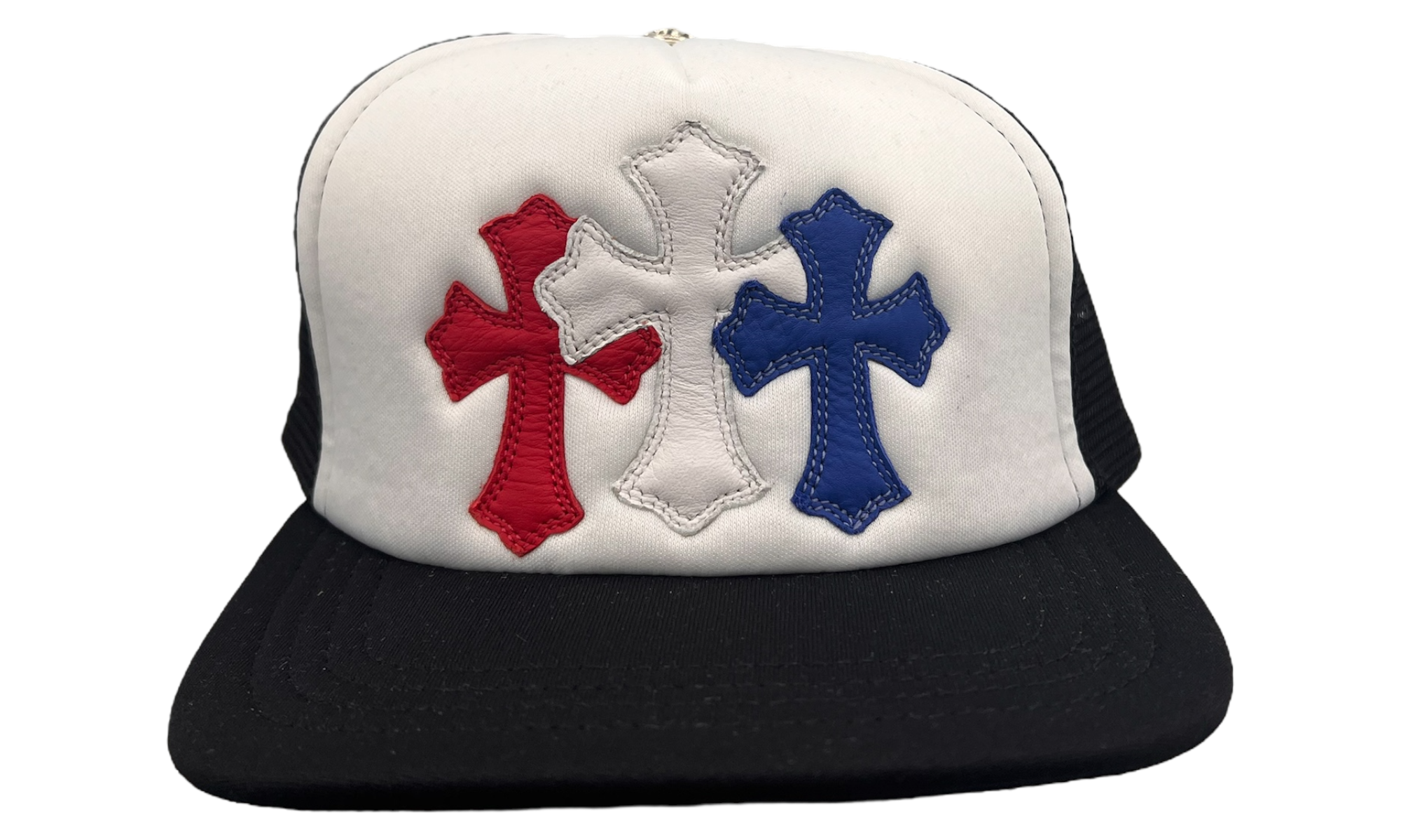 Chrome Hearts Triple Cross Red/White/Blue Trucker Hat-Bullseye Sneaker Boutique