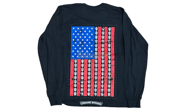 Chrome Hearts USA Flag Pocket Black Longsleeve T-Shirt-Bullseye Sneaker Star Boutique