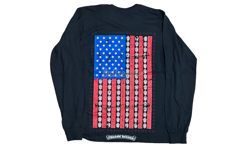 Chrome Hearts USA Flag Pocket Black Longsleeve T-Shirt-Bullseye Sneaker Boutique