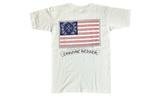 Chrome Hearts USA Flag Scroll Label White T-Shirt-Wandler calf-length leather boots Schwarz