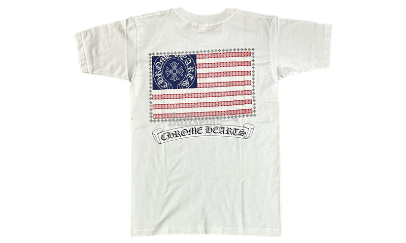 Chrome Hearts USA Flag Scroll Label White T-Shirt-Urlfreeze Sneakers Sale Online