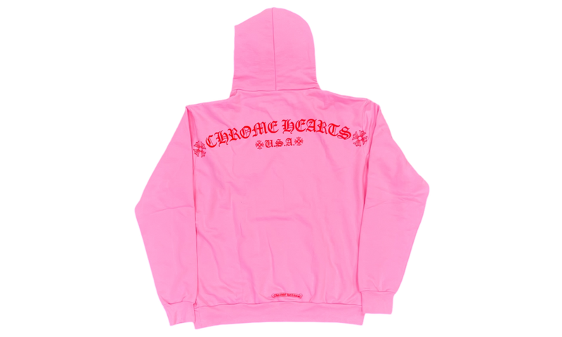 Chrome Hearts USA Shoulder T-Bar Logo Pink Hoodie-Bullseye Retro Sneaker Boutique