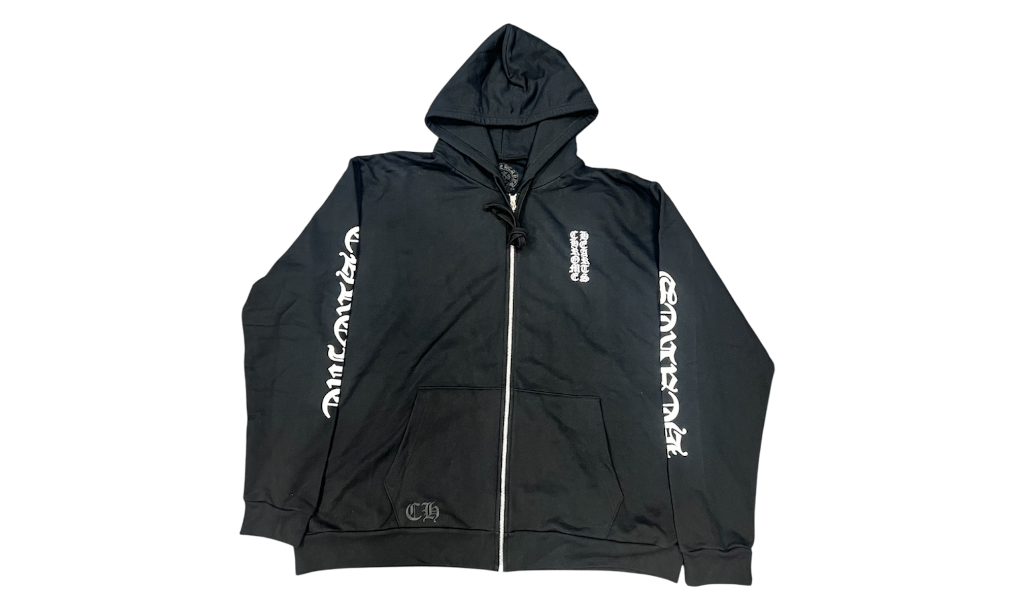 Chrome Hearts Vertical Letter Black Zip-Up Hoodie-Bullseye Sneaker Boutique