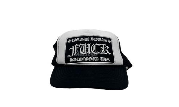Chrome Hearts Vintage White/Black Fuck Hollywood Trucker Hat-White Rubberised Leather Frankie Sneakers