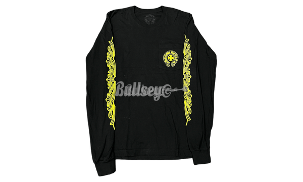 Chrome Hearts Yellow Hollywood Script Floral Black Longsleeve