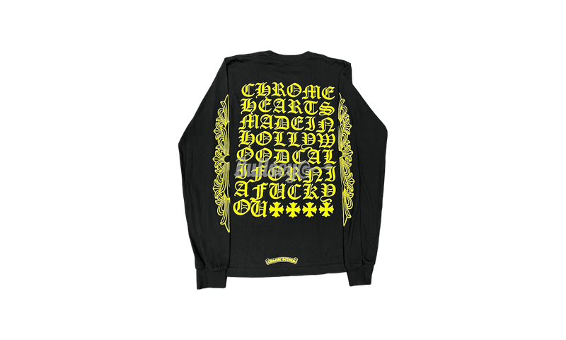 Chrome Hearts Yellow Hollywood Script Floral Black Longsleeve-Urlfreeze Sneakers Sale Online