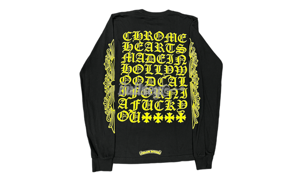 Chrome Hearts Yellow Hollywood Script Floral Black Longsleeve-to pair up with MJs Dream Team inspired shoes