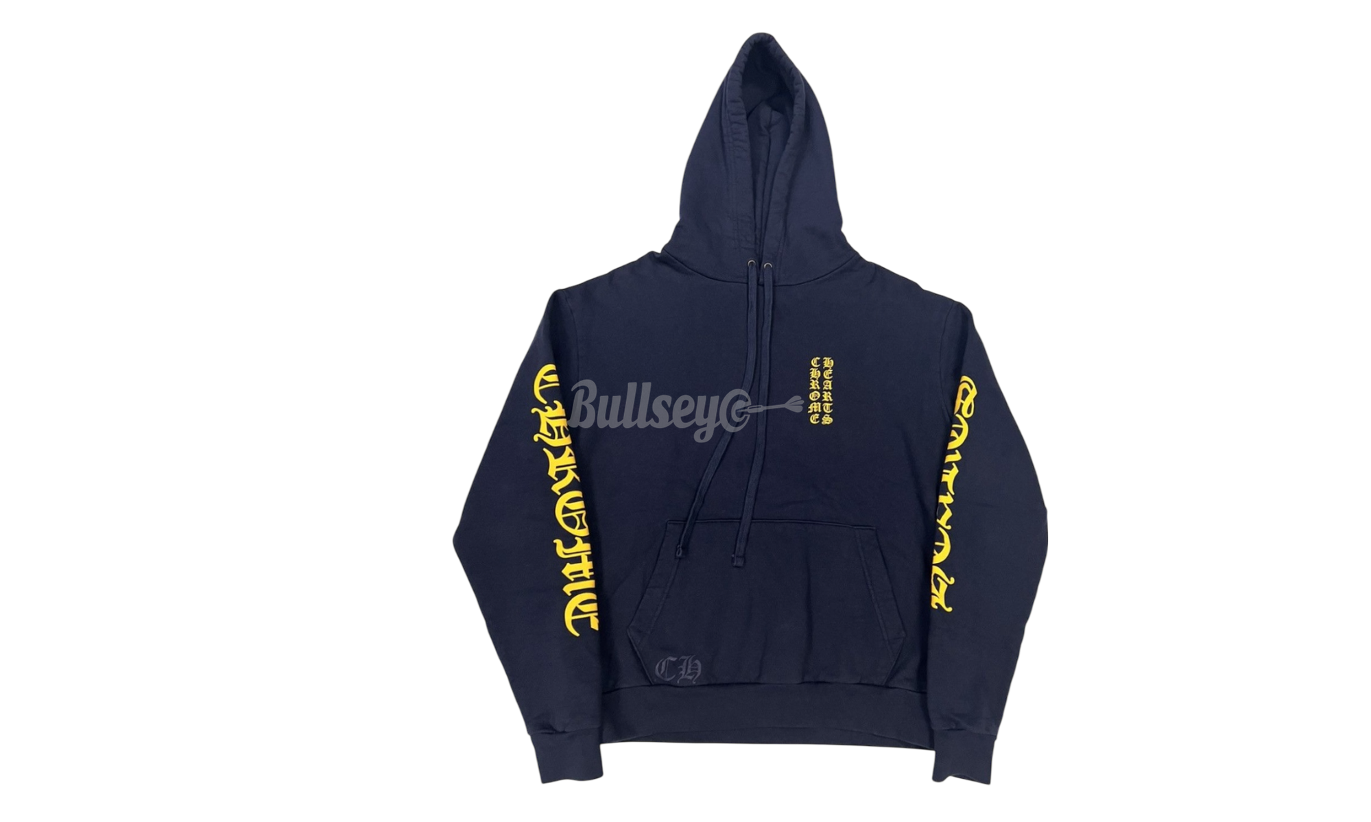Chrome Hearts Yellow Script Logo Navy Hoodie-Bullseye Sneaker Boutique