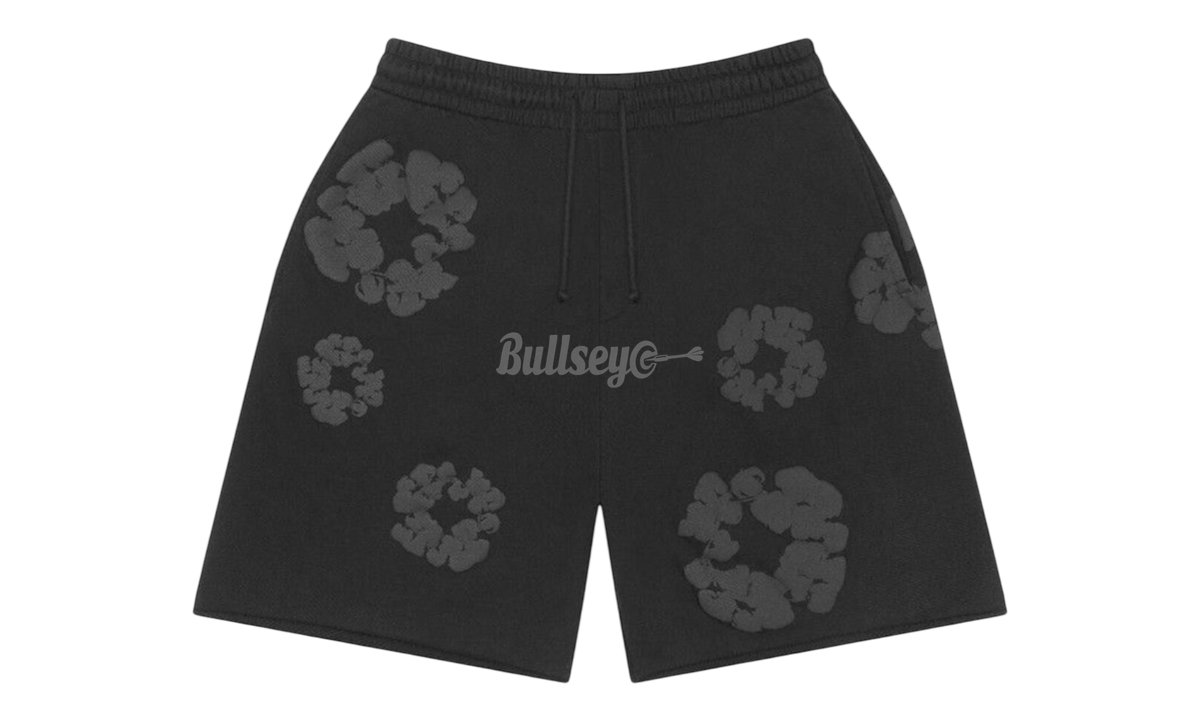Denim Tears Mono Black Cotton Wreath Sweat Shorts | BullseyeSB