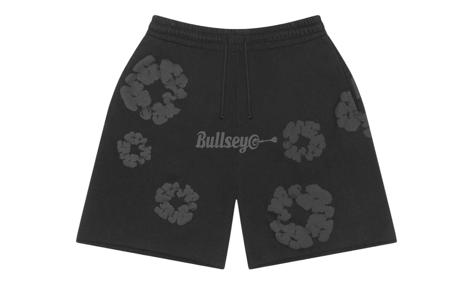 Denim Tears Mono Black Cotton Wreath Sweat Shorts-Bullseye Sneaker Boutique