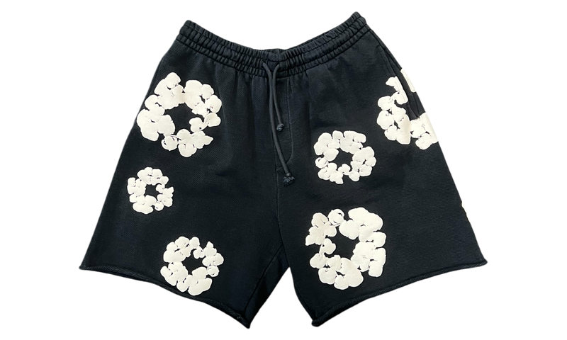 Denim Tears The Cotton Wreath Black Sweat Shorts (PreOwned)-Bullseye Sneaker Boutique