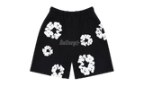 Denim Tears The Cotton Wreath Black Sweat Shorts-Bullseye Sneaker Boutique