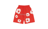 Denim Tears The Cotton Wreath Red Sweat Shorts-Bullseye pie Sneaker Boutique