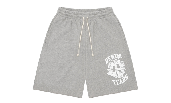 Denim Tears University Grey Shorts-in thigh-high white boots