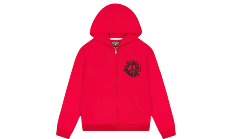 Denim Tears University Red/Black Zip-Up Hoodie-Bullseye Sneaker Boutique