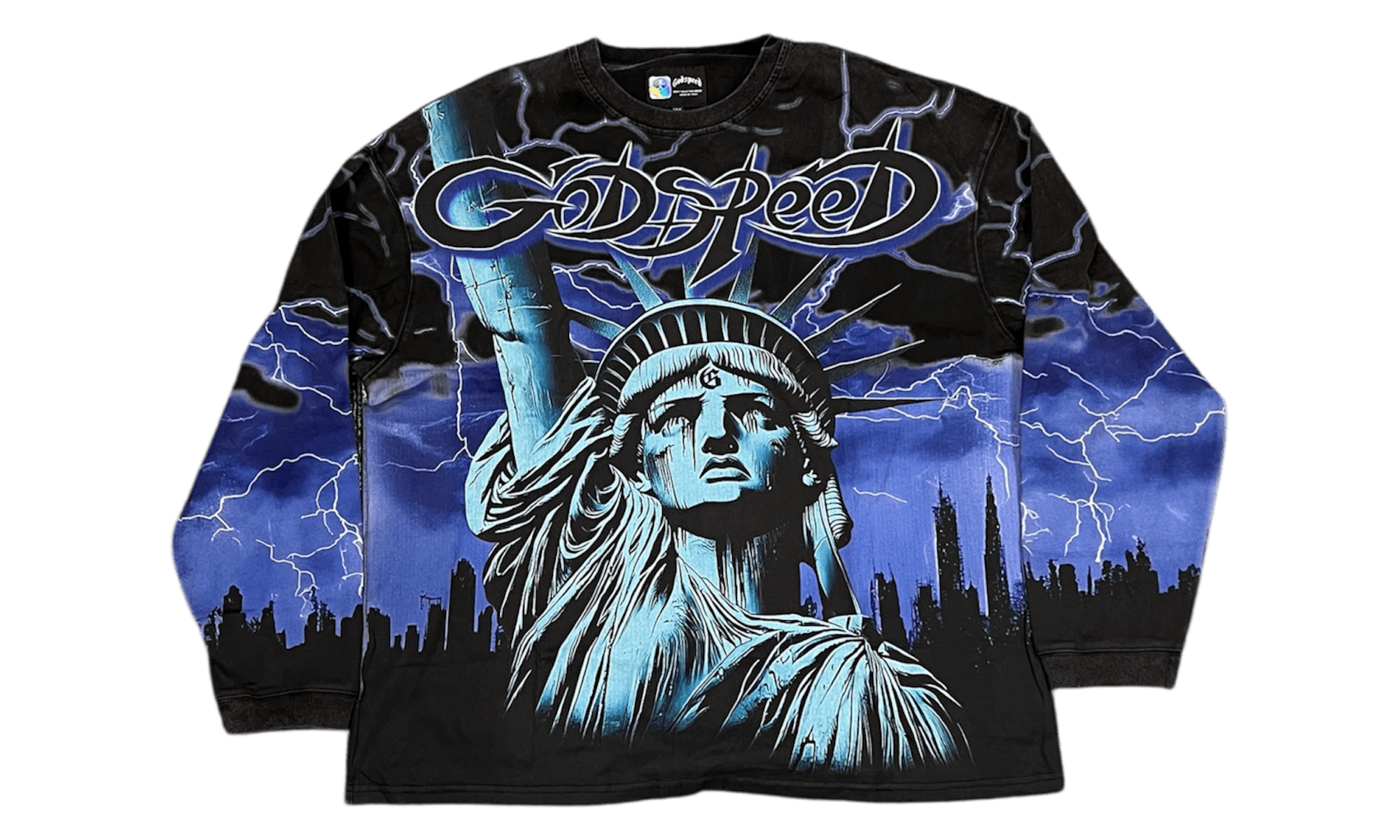 Godspeed Blue Voltage Black Longsleeve T-Shirt-Bullseye Sneaker Boutique