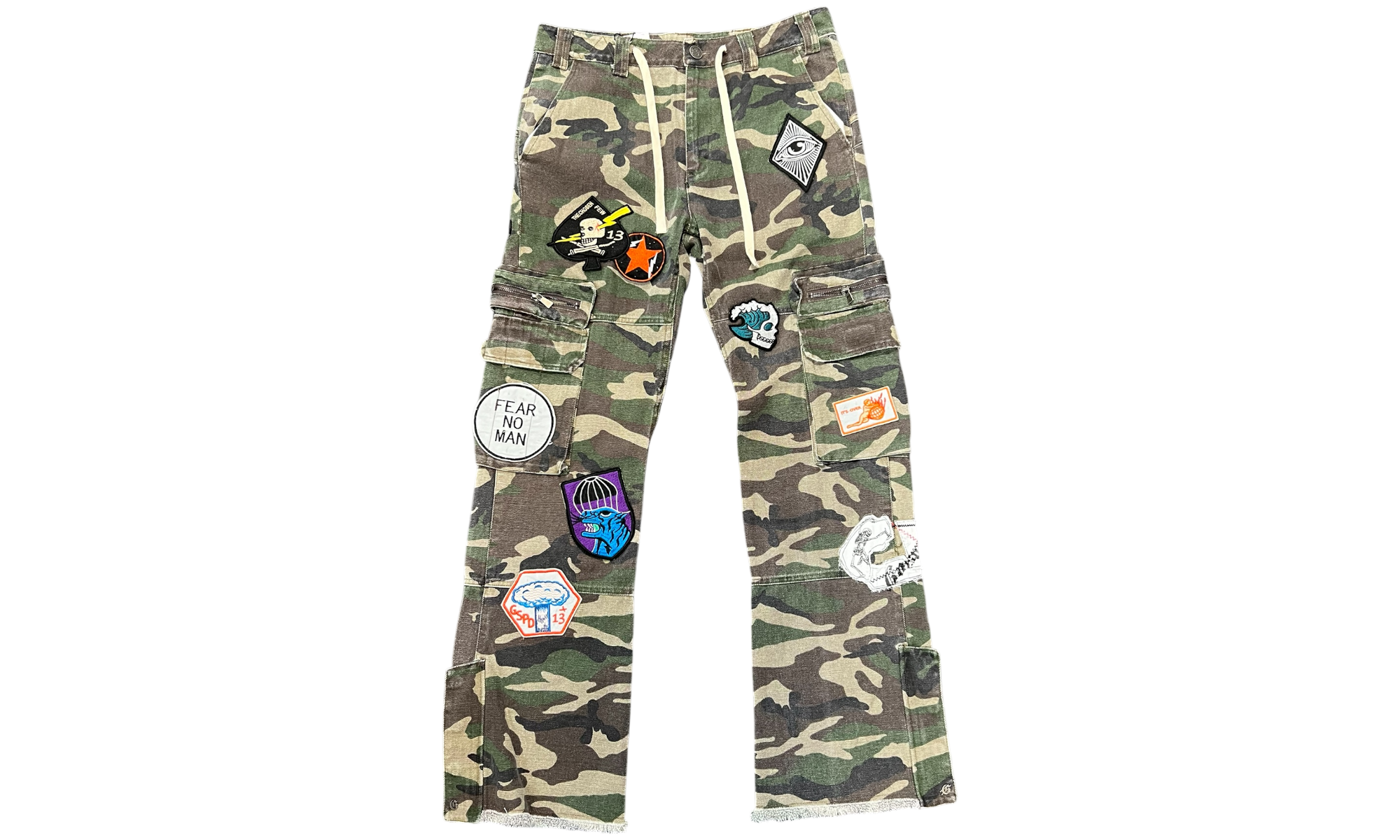 Godspeed Camo Patchwork Flared Cargo Pants-Bullseye Sneaker Boutique