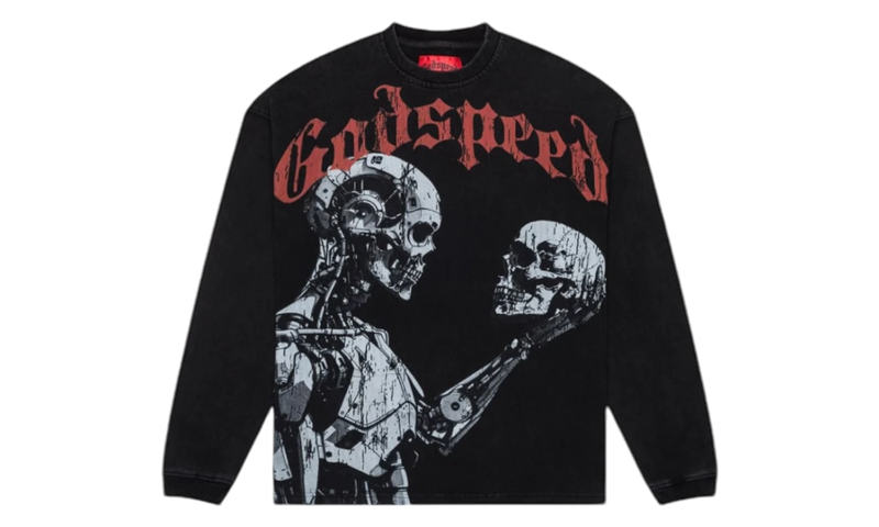 Godspeed Human vs. AI Black Wash Long Sleeve T-Shirt-Bullseye Sneaker Boutique