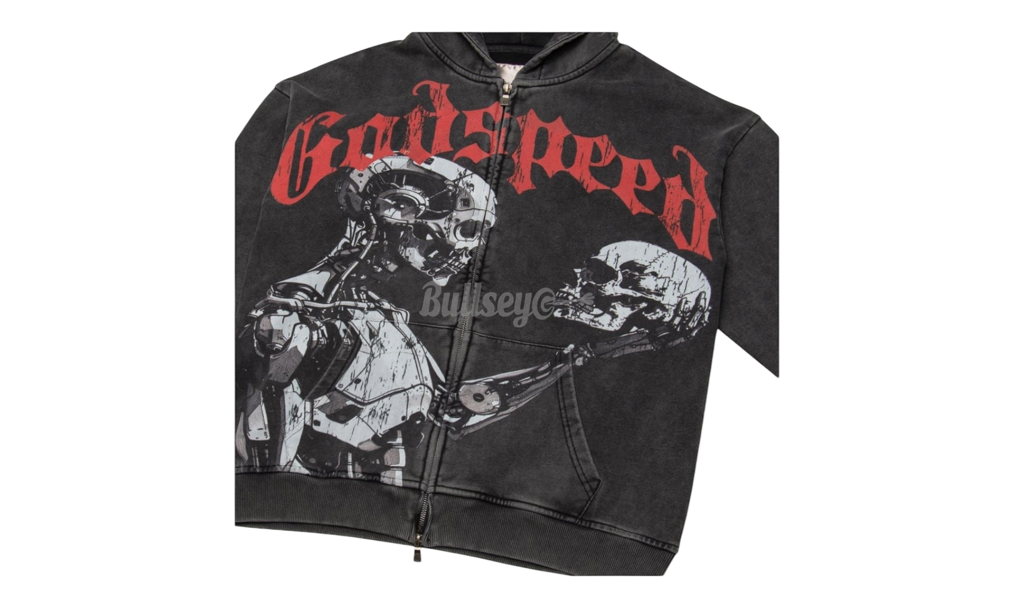 Godspeed Mankind vs Ai Washed Black Zip-Up Hoodie