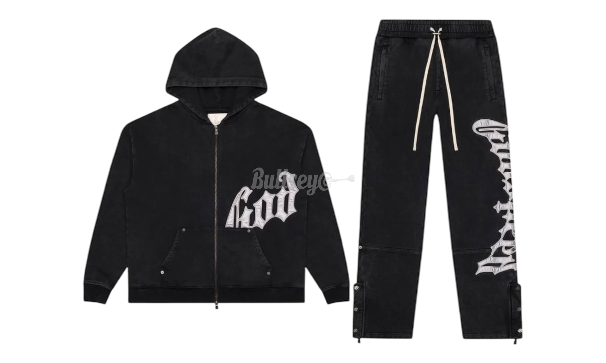 Godspeed OG Logo Washed Black/Silver Satin Sweatsuit