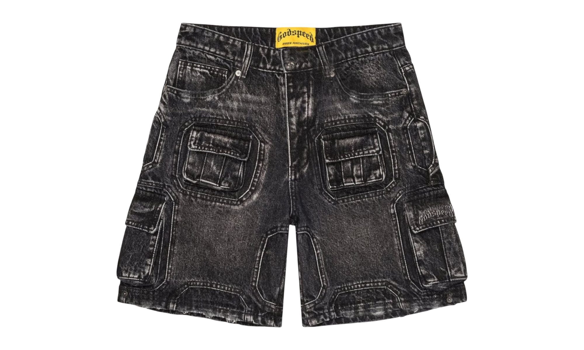 Godspeed Octagon Cargo Denim Black Shorts-Bullseye Sneaker Boutique
