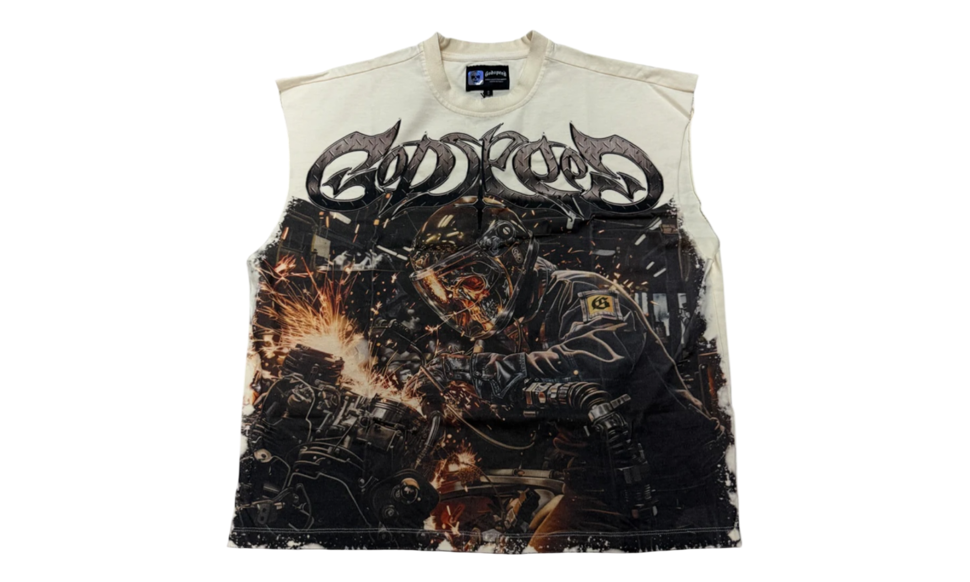 Godspeed Steel Sharpens Steel Sleeveless Bone T-Shirt-Bullseye Sneaker Boutique