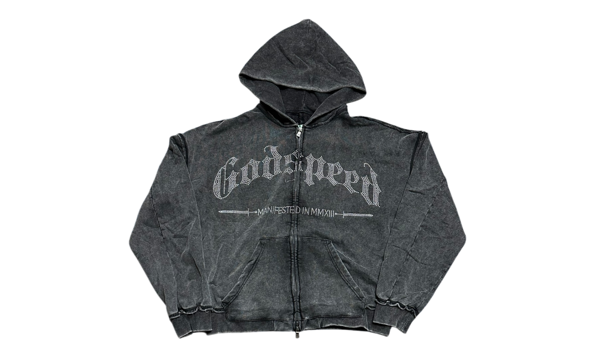 Godspeed Studded OG Logo Washed Grey Hoodie-Bullseye Sneaker Boutique