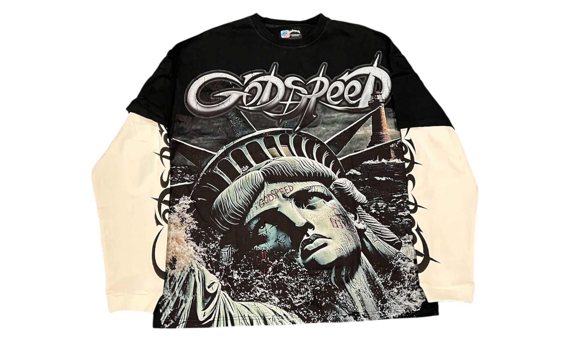 Godspeed Sunken Liberty Black Layered Longsleeve T-Shirt-Bullseye Sneaker Boutique
