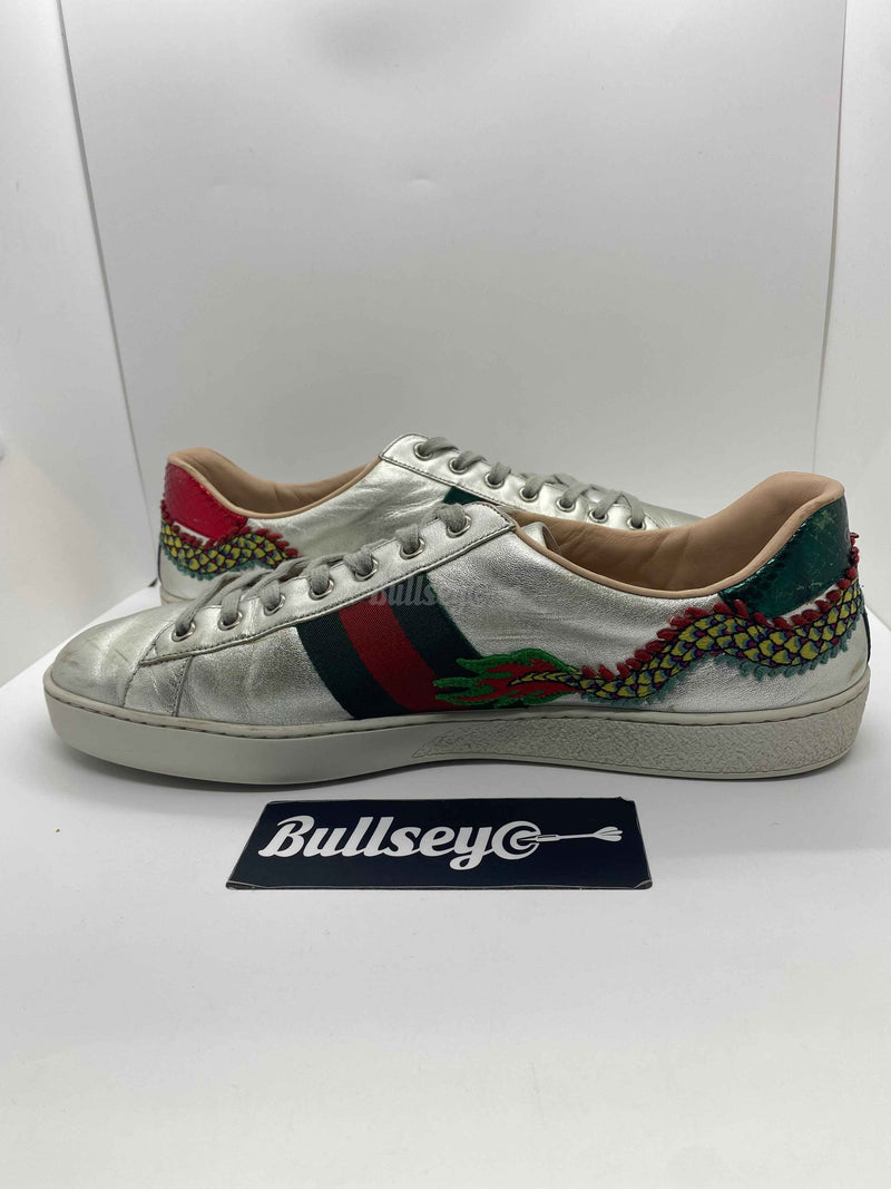 Gucci Ace Embroidered Sneaker "Silver Dragon" (PreOwned) - Bullseye Sneaker Boutique