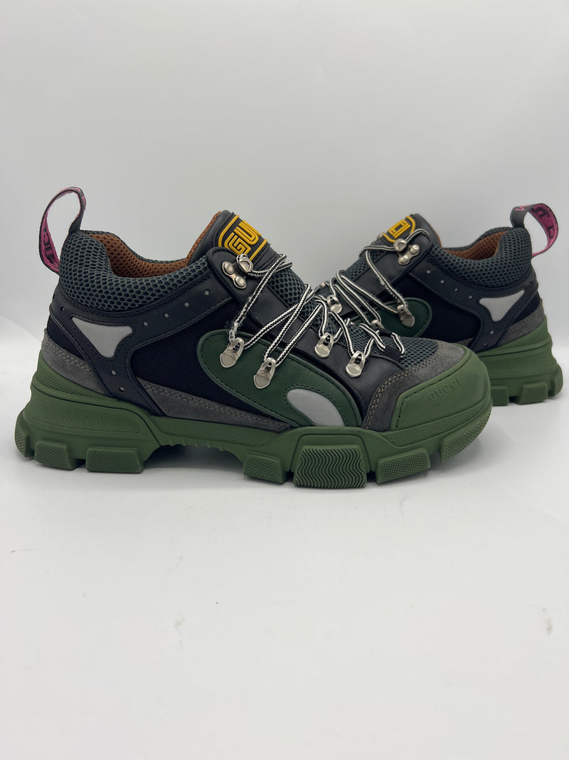 Gucci Flashtrek "Green Black"  Low Top Boot (PreOwned) (No Box)