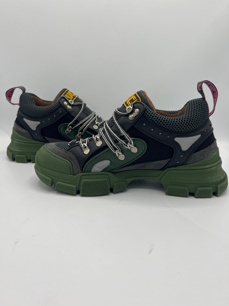 Gucci Flashtrek "Green Black"  Low Top Boot (PreOwned) (No Box)