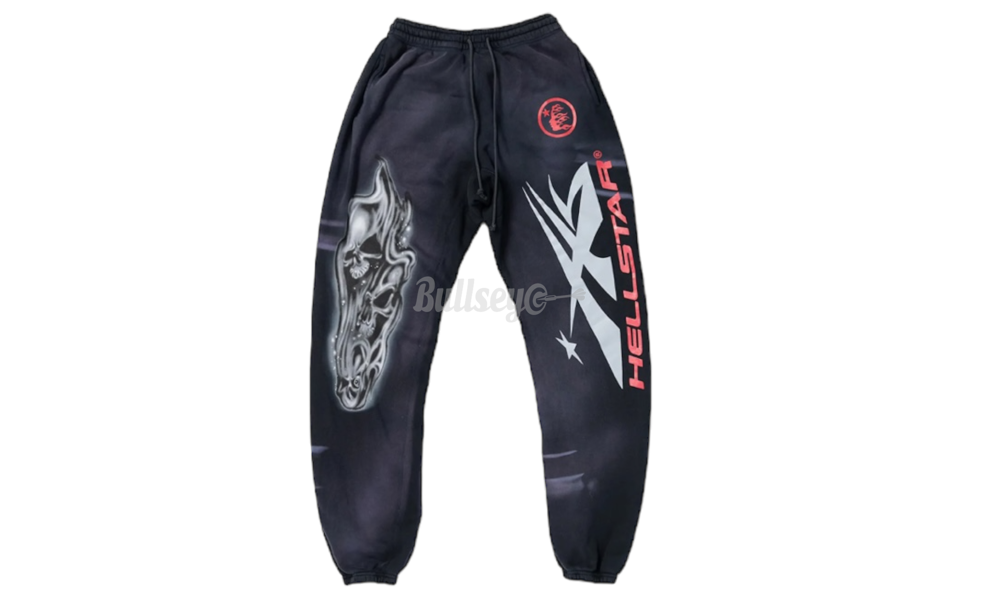 Hellstar Airbrushed Skull Black Closed Elastic Bottom Sweatpants-Bullseye Sneaker Boutique