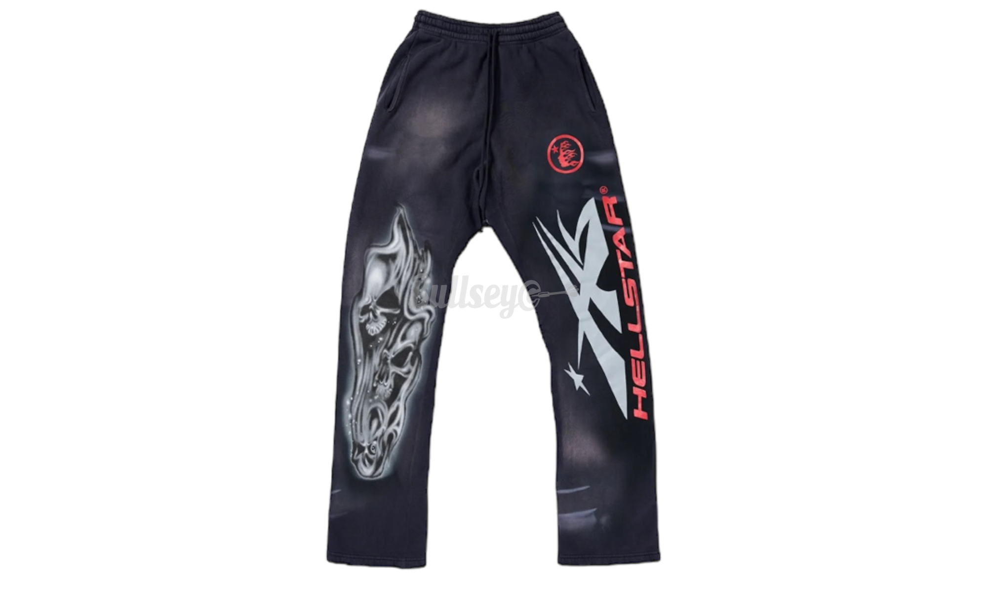 Hellstar Airbrushed Skull Black Flare Bottom Sweatpants-Bullseye Sneaker Boutique