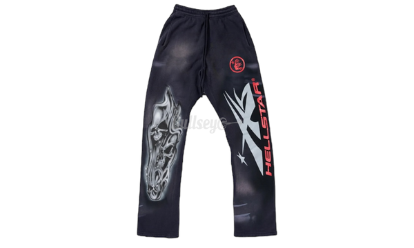 Hellstar Airbrushed Skull Black Flare Bottom Sweatpants-Urlfreeze Sneakers Sale Online