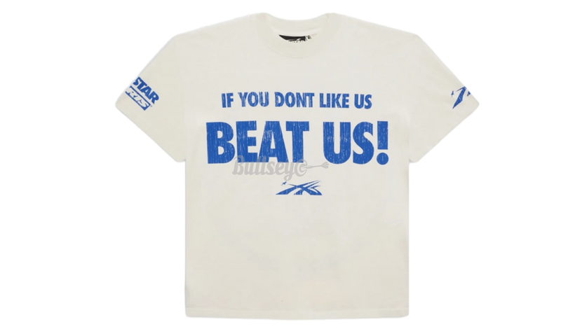 Hellstar Beat Us! White/Blue T-Shirt-Bullseye Sneaker Boutique