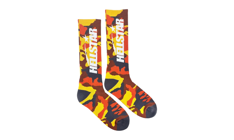 Hellstar Orange Camo Socks-Bullseye Sneaker Boutique