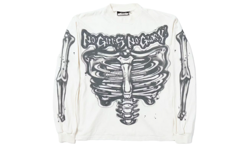 Hellstar Studios Airbrushed Bones White Longsleeve T-Shirt-gucci bananyac rhyton sneakers