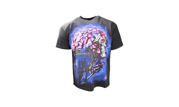 Hellstar Studios Brain Helmet Black T-Shirt-Sneaker tees and Streetwear clothing to match and wear with Boost 700 MVN sneakers Black Infrared