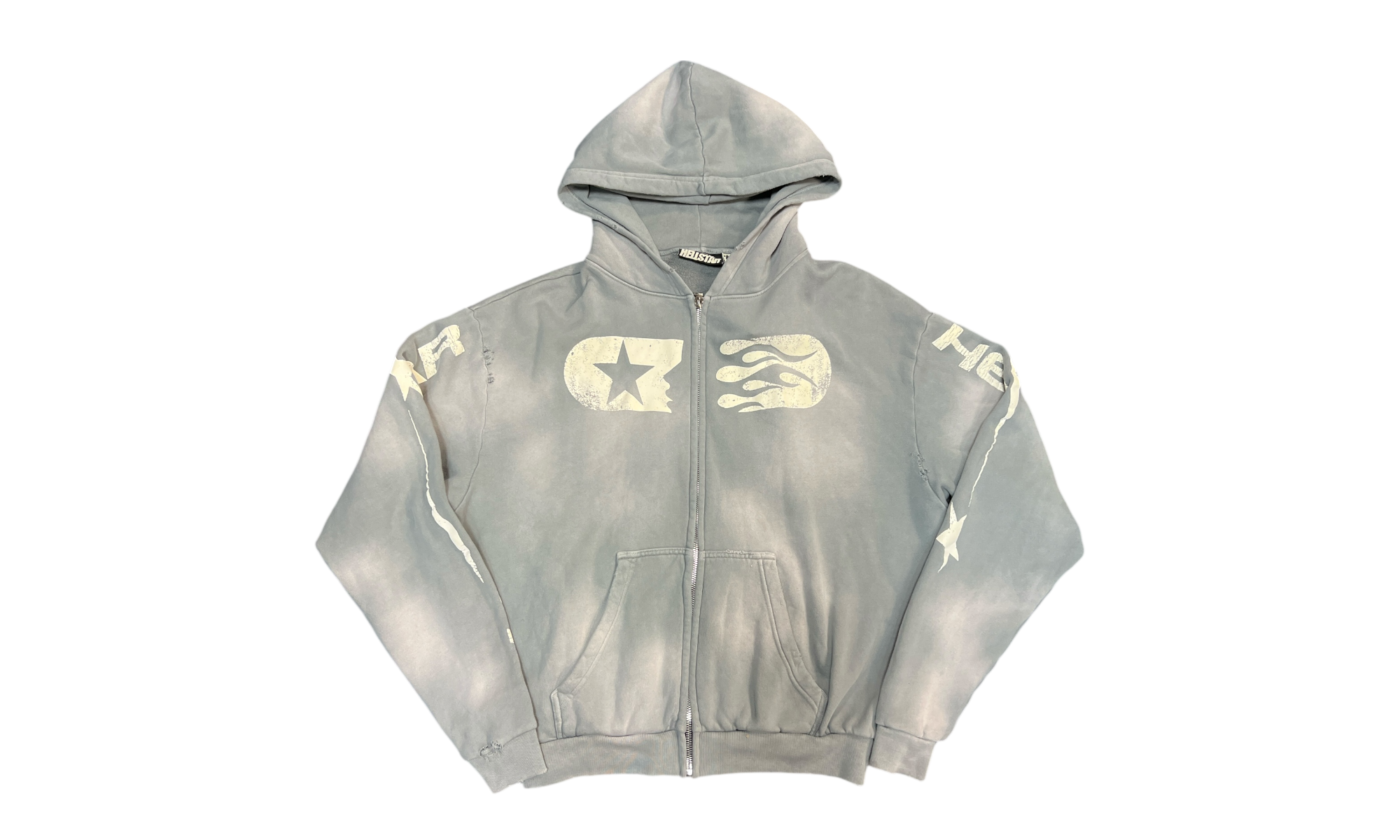 Hellstar Studios Grey Zip-Up Hoodie (PreOwned)-Bullseye Sneaker Boutique