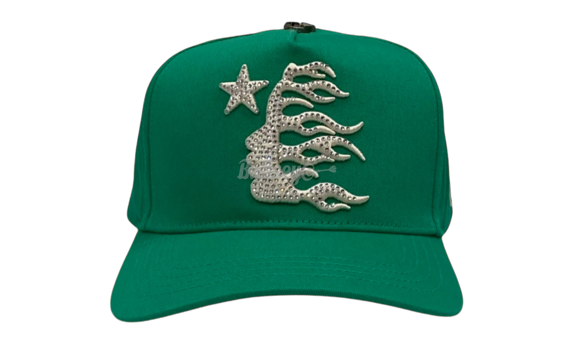 Hellstar Studios OG Logo Green Rhinestone Snapback-Bullseye Sneaker Boutique